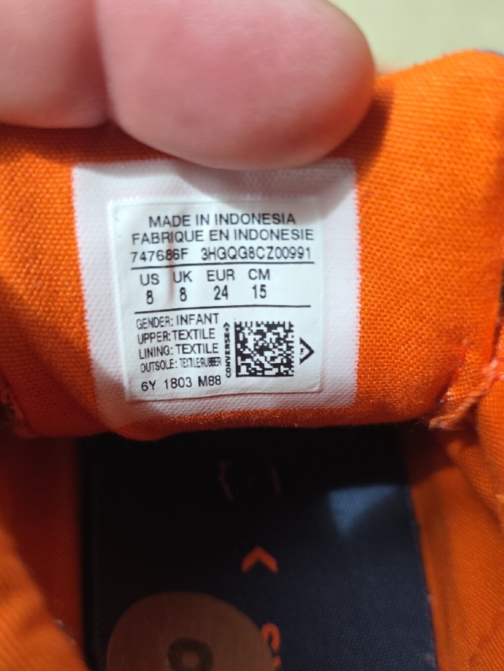 Converse Kids Gray and Navy High-Top Sneakers with Orange Lining Item#1065 - Picture 3 of 9